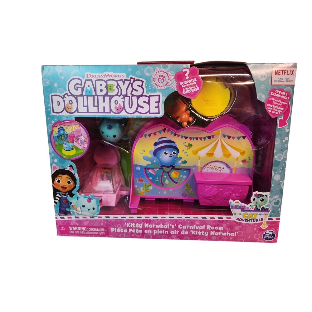 Gabbys Dollhouse Kitty Narwhals Carnival Room Deluxe Playset 6067359 NEW
